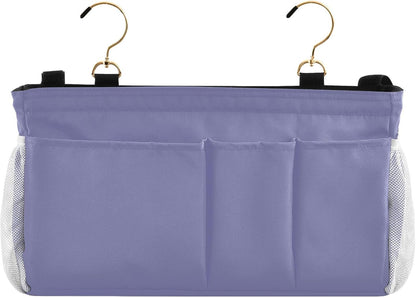 Black Bedside Caddy Storage Bag Bedside Organizer for Bed Rails College Dorm Room Organizer Caddy Hanging Shelf 6 Pockets with Hooks for Drinks Magazine Phone Holder