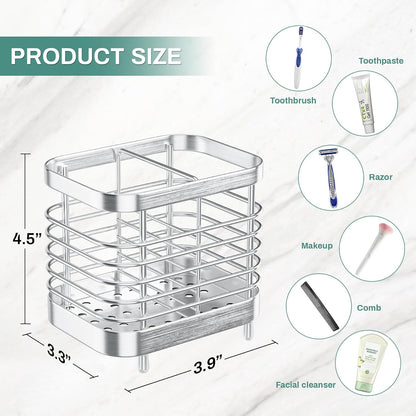 Stainless Steel Electric Toothbrush Holder for Bathroom with Drainage | Anti-Slip Countertop Tooth Brush Holder Caddy Stand, Toothbrush and Toothpaste Organizer, Black Bathroom Accessories Decor