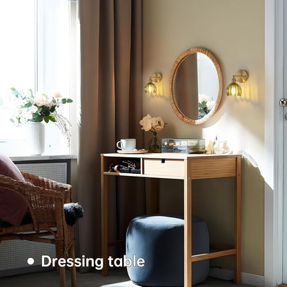 Shenmoyl Vintage Battery Operated Wall Sconce with Green Tulip Glass Lampshade Rechargeable Battery Powered Wall Light with Remote Control for Bedside Bedroom Doorway