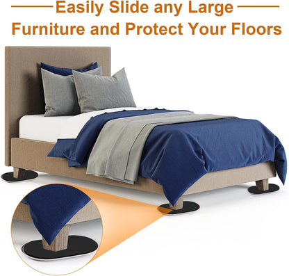 4PCS Large Furniture Sliders for Carpet and Hardwood Floors,9 1/2" x 5 3/4" | Reusable Furniture Moving Pad,Premium Furniture Movers Sliders, Oval Heavy Duty Sliders, Move Easily Protect Your Floor,Beige
