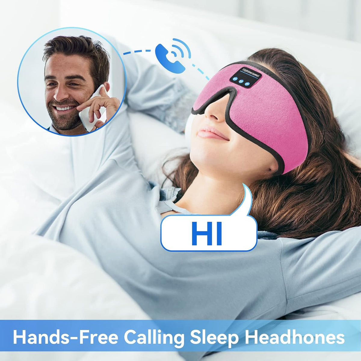 Sleep Headphones, Bluetooth 5.0 Wireless 3D Eye Mask, Lightimetunnel Washable Sleeping Headphones for Side Sleepers With Adjustable Ultra Thin Stereo Speakers Microphone Hands Free for Insomnia Travel