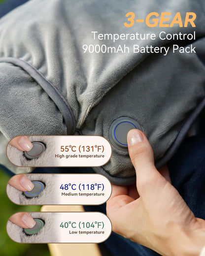 Rechargeable Hand Warmer Pouch with Far Infrared Heating Technology, Electric Heated Muff for Men & Women, Safe and Soft Fleece Hand Warmer with Cuffed Openings, Long Battery Life & Warming Comfort