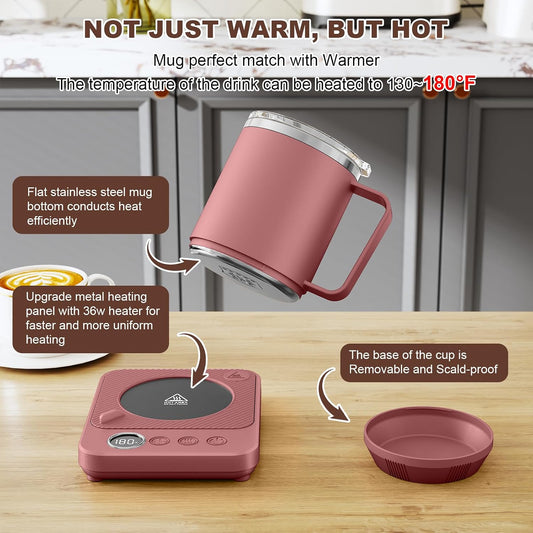 Felibeaco Coffee Mug Warmer Set for Desk, Coffee Warmer & 16oz Heated Mug