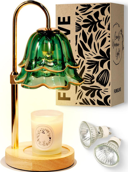 Flower Candle Warmer Lamp with Timer Dimmable, Christmas Birthday Gifts for Women Mom, Candle Warming Light Height Adjustable, Wax Melt Warmer for Jar Scented Candles, Housewarming Candle Lamp