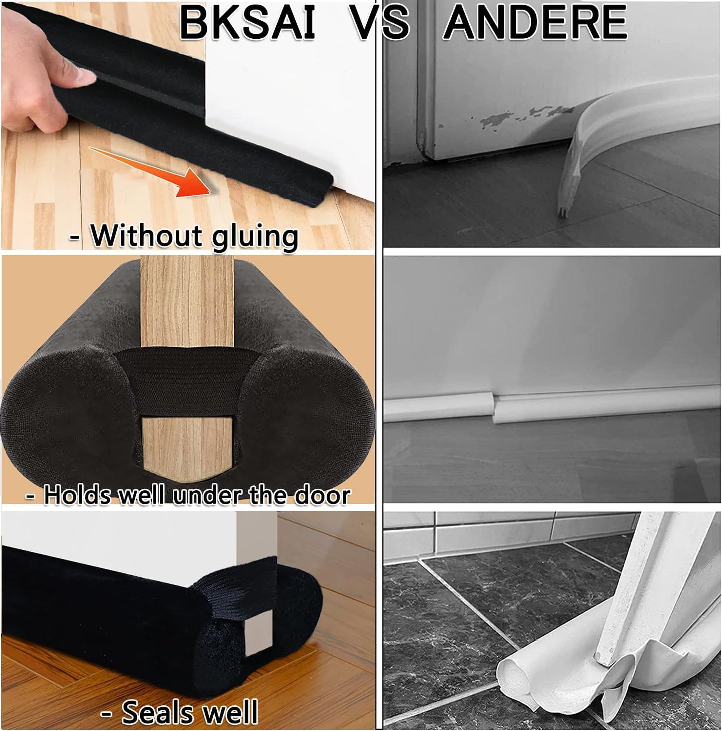 BKSAI Door Draft Stopper for Doors 29-35" No Adhesive Draft Stopper for Bottom of Door Draught Excluder Under Door Wind Blocker Reduce Noise Draught Excluder Sweep Sound Proof(Black) | No Adhesive, For Bottom of Door, Wind Blocker, Reduce Noise, Sound