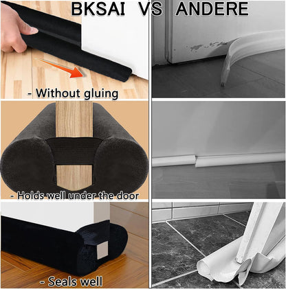 BKSAI Door Draft Stopper for Doors 29-35" No Adhesive Draft Stopper for Bottom of Door Draught Excluder Under Door Wind Blocker Reduce Noise Draught Excluder Sweep Sound Proof(Black) | No Adhesive, For Bottom of Door, Wind Blocker, Reduce Noise, Sound