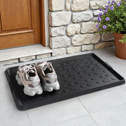 tchdio Durable Rubber Boot Tray and Shoe Mat for Entryway - Heavy Duty Waterproof Shoe Tray Organizer, Non Slip Boot Trays for Front Door, Entryway Muddy Shoes Storage, 16x27.5 Inches