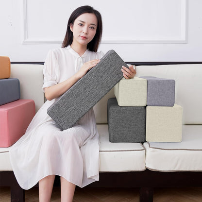 2 Pack Couch Arm Rest Pillow, 6''x6''x20'' Faux Leather Waterproof Cover, High Density Foam Armrest Cushion, Removable & Washable Elbow Support for Sofa, Bed, and Armchair (Medium Grey)