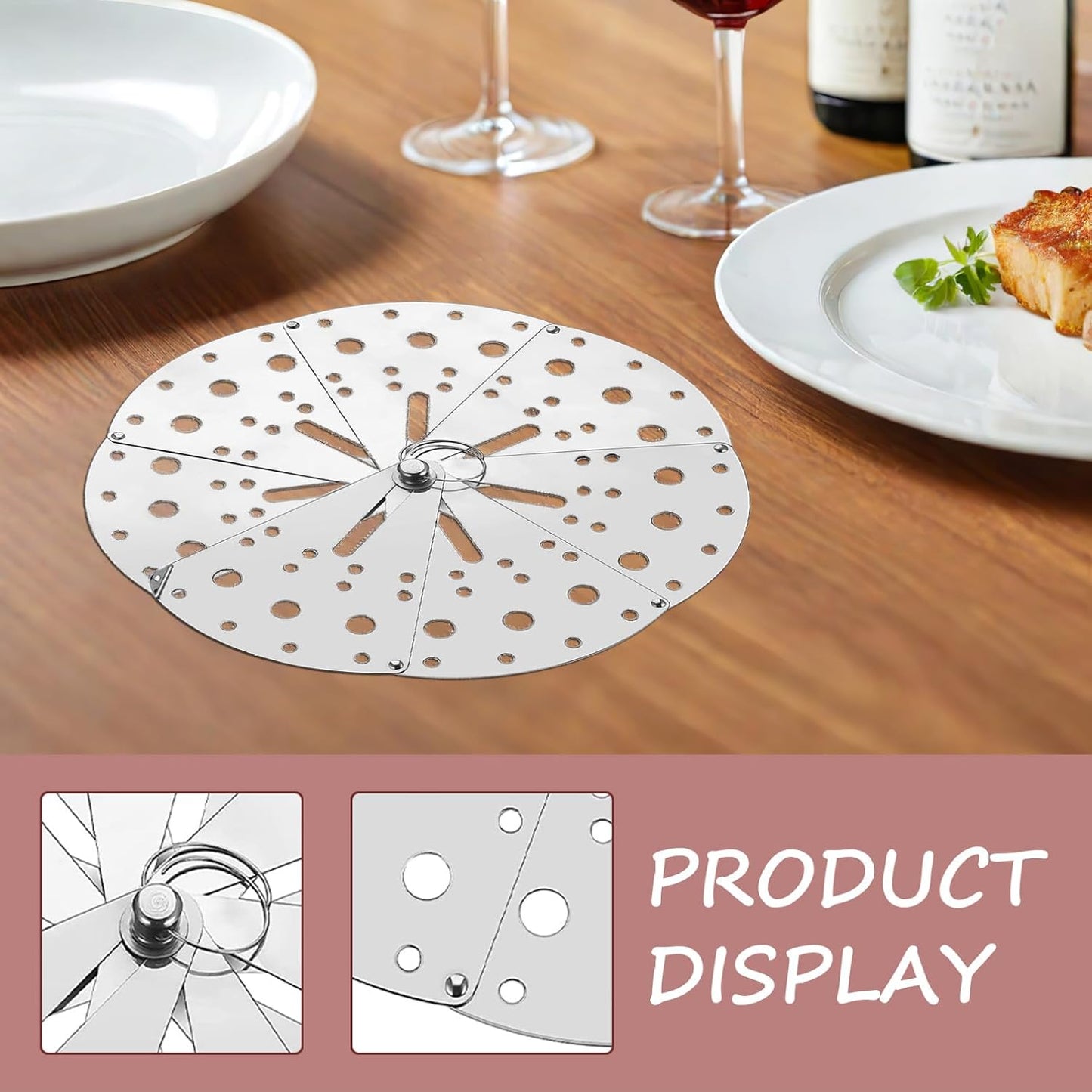 BESTonZON Adjustable Stainless Steel Overflow Lid Multifunctional Kitchen Spill Stopper Cover for Pots, Household Anti-spill Strainer Lid Suitable for Cooking and Boiling