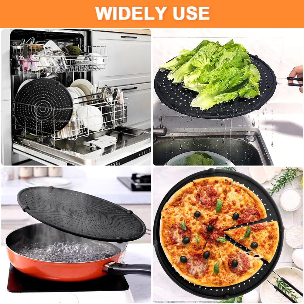 Silicone Splatter Screen for Frying Pan,Grease Splatter Guard,Heat-Resistant Splatter Guards for Cooking,Dishwasher Safe (9.8", 11.4", 13")