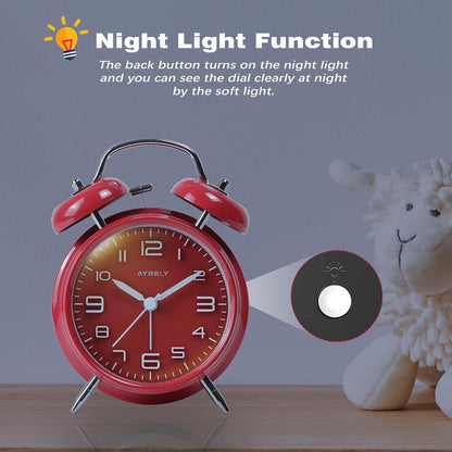 AYRELY® Super Loud Alarm Clock for Heavy Sleepers, 4.5 Inch Twin Bell Retro