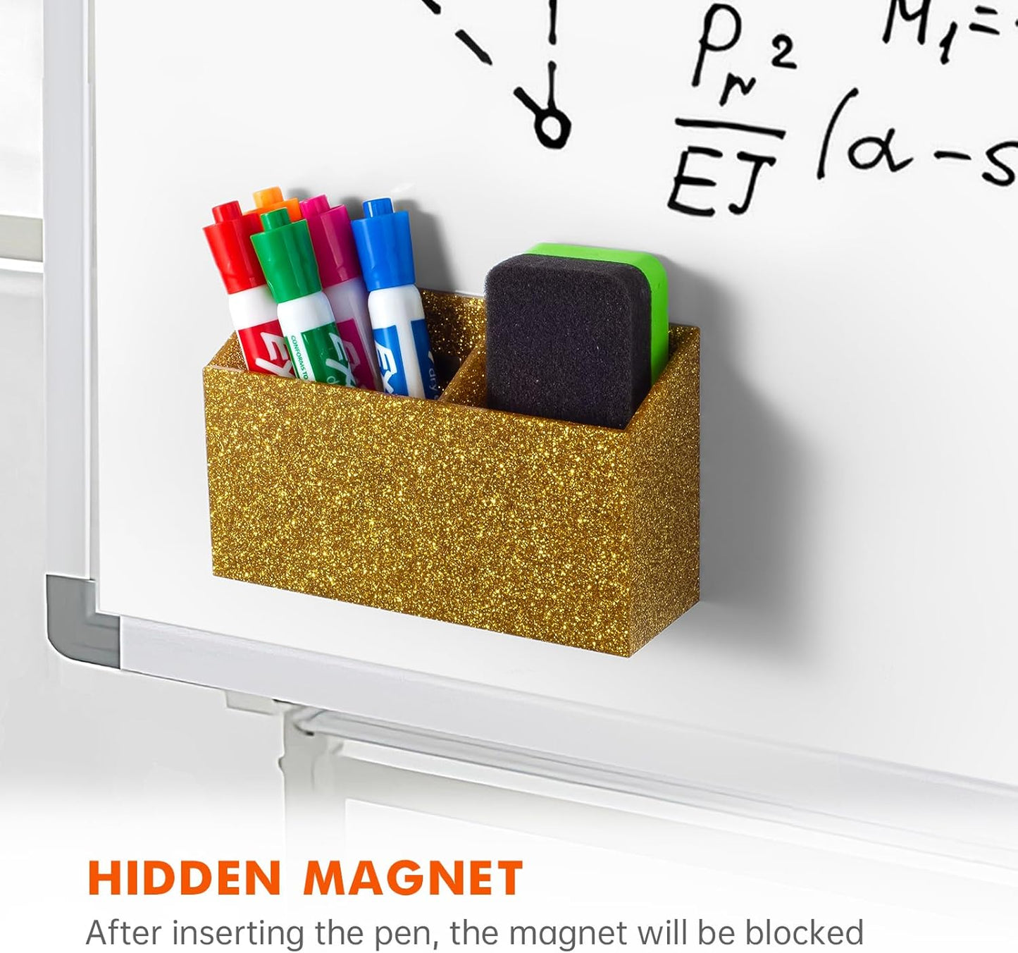 BEYGORM Magnetic Dry Erase Marker Holder for Whiteboard & Refrigerator | Non-slip Acrylic Pen Holder for Classroom, Fridge Magnet, Locker Organizer Accessories, Teacher & School Supplies(Black)
