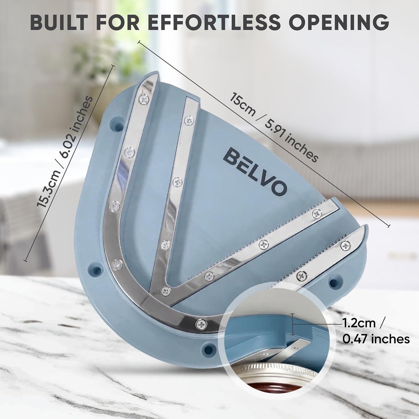 Belvo Under Cabinet Jar Opener for Weak Hands & Seniors – Heavy Duty Lid Opener for Arthritis, Easy Grip Under Counter Jar Opener Tool for Bottles & Lids – White