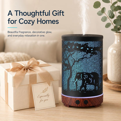 Tree Essential Oils Diffuser for Home 150ML Aromatherapy Diffuser | Birthday Gifts for Women mom,Metal Cool Mist Humidifier with 7 Colors Lights Waterless Auto Off Air Diffusers