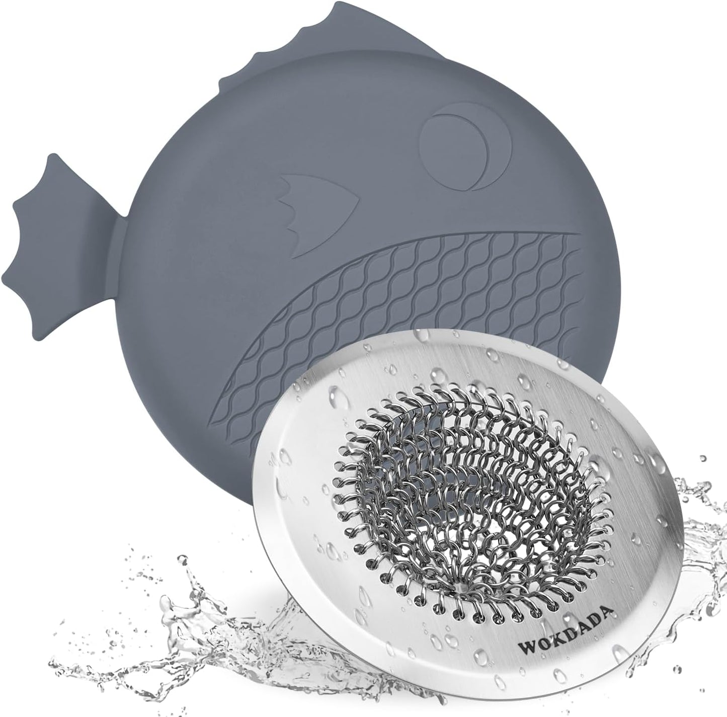 Shower Drain Hair Catcher, Patented Bathtub Drain Cover, Anti-Clog | Reversible Flip Clean, Fast Drainage, Anti-Slip Base, 304 Stainless Steel Chain Mail Mesh, 4.4" for Bathtub & Shower Drains