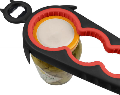 5 in 1 Jar Opener for Weak Hands, Bottle Opener for Seniors with Arthritis | Multi-Purpose Kitchen Tool, Non-Slip Ergonomic Handle, Opens Jars, Bottles & Cans Effortlessly, Ideal for Hand Pain & Seniors