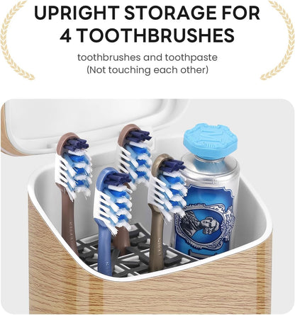 GFWARE Electric Toothbrush Holder with Cover, Ventilated & Drainage, Silver | Detachable 5 Slots Bathroom Organizer for Toothbrush & Toothpaste, Waterproof & Dustproof, Electric Toothbrushes Under 10 In