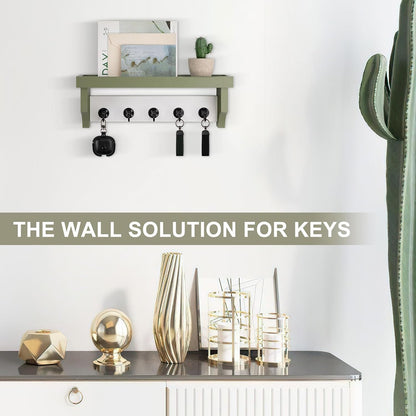 Key and Mail Holder Wall Mount, Mail Organizer with 5 Key Hooks | Key Holder with Shelf, Key Holder for Coat, Dog Leash, Home Decor Rack, Entry Way Organizer