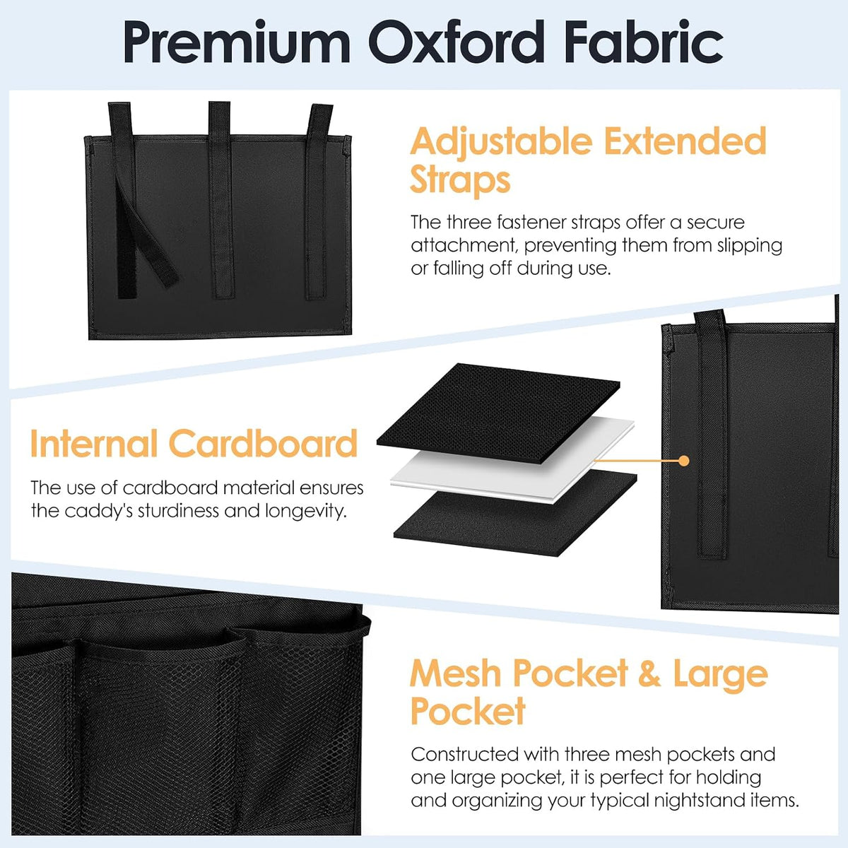 Bedside Caddy Storage Organizer, Hanging Storage Bag Pocket