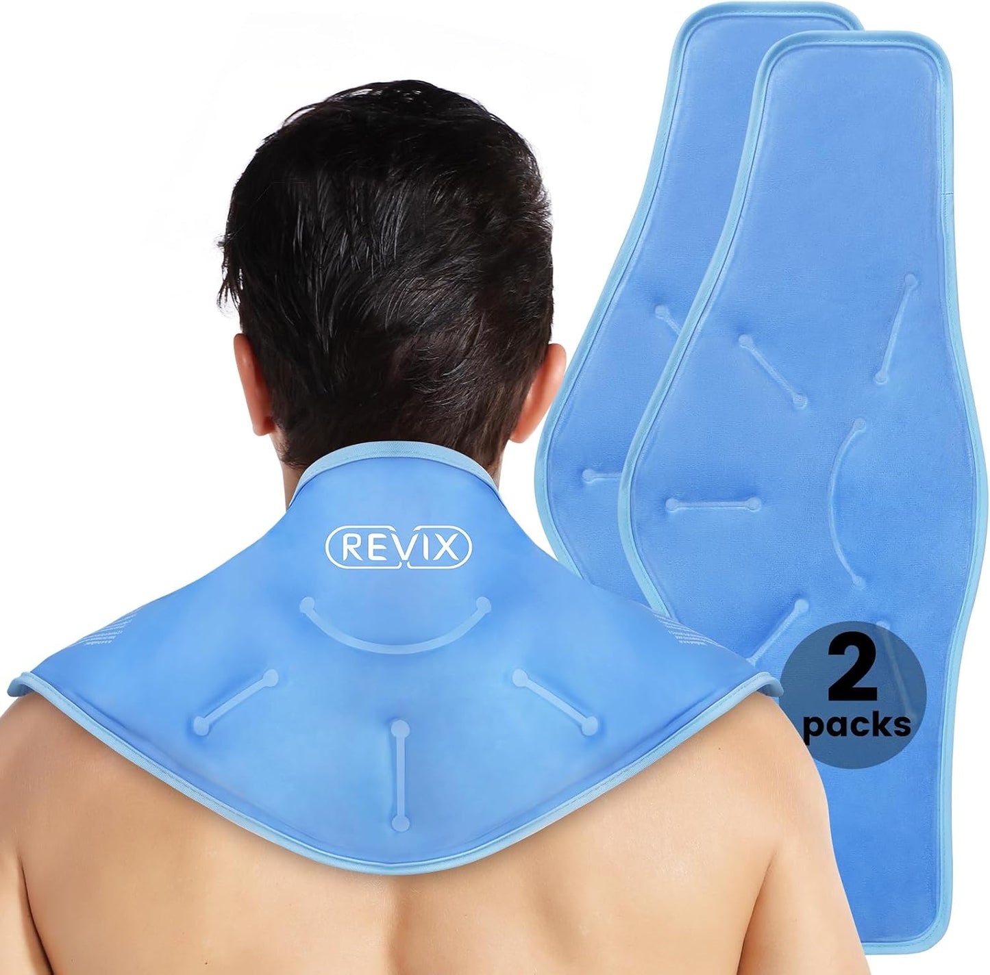 REVIX Neck Ice Pack Wrap – Reusable Hot Cold Gel Pack for Neck and Shoulder, Large Flexible Design with Soft Plush Lining, Cervical Gel Ice Wrap Ideal for Post-Workout Recovery, Fatigue & Relaxation