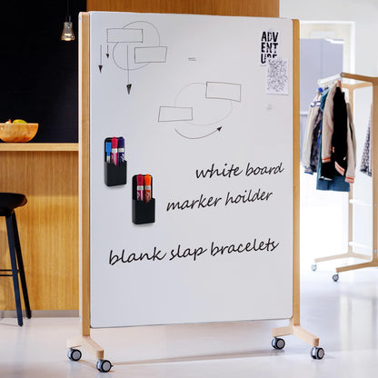 2 PCS Magnetic Pen Marker Holder, Magnetic Dry Erase Marker Holder, Magnet Pen Pencil Storage for Fridge, Whiteboard, School, Office, Home, White