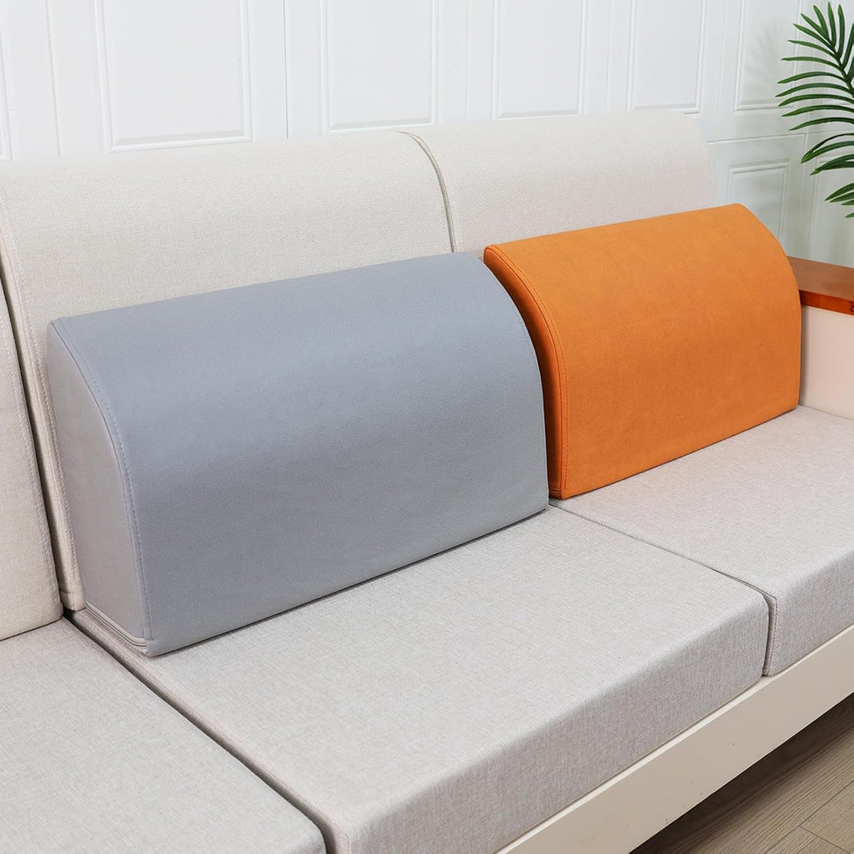 2PCS Sofa Couch Back Cushions, Backrest Support Pillow for Elderly,Extra Large Thick Lumbar Support Pillow for Home (6x24x13.2 in, Linen, Medium Grey)