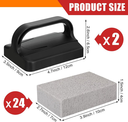 9 Pack Grill Griddle Cleaning Brick Block Pumice Stones Scrubbing Grill Cleaning Stone Griddle Scrubber Cleaner with Handle for Outdoor BBQ Flat Top Cookers Removing Greases Stains