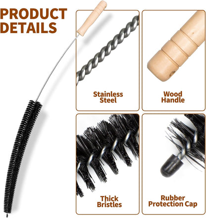 2Pack Flexible Dryer Vent Cleaning Brush - 304 Stainless Steel Lint Remover Refrigerator Coil Cleaning Brush Clothes Trap Duct Remover Home Essential Cleaning Tool Dryer Lint Brush