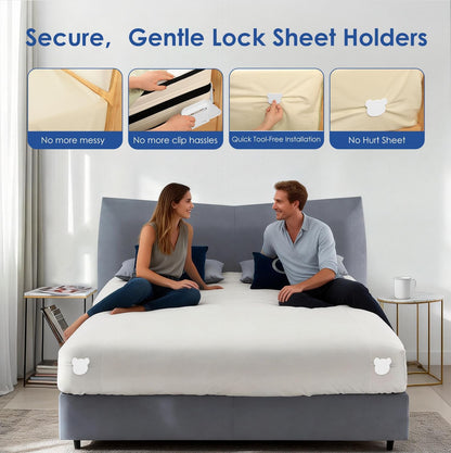 Patented Bed Sheet Holders ABS Lock System for Fitted Sheets Secure Clips | Patented Lock Design, 168 Anti-Slip Points, Reinforced ABS Material, One-Time Installation, Fits All Mattress Sizes