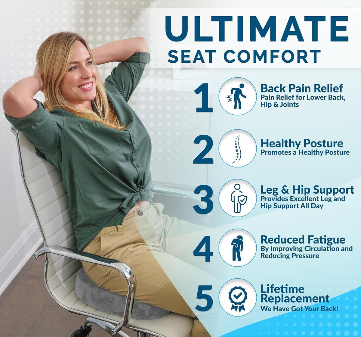 ComfiLife Doctor Recommended Seat Cushion - Premium Gel & Memory Foam Office Chair, Car Seat, Lifting Cushion - Chair Cushions for Back & Sciatica Relief - Seat Cushions for Office & Desk (Black)