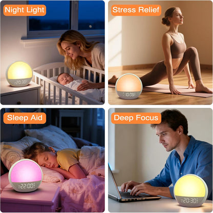 Sunrise Alarm Clock Wake Up Light, White Noise Sound Machine with 30 Sounds