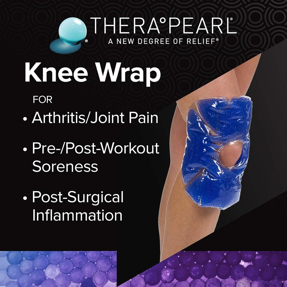 TheraPearl Color Changing Hot Cold Pack for Knee, Reusable Knee Wrap with Strap & Gel Beads, Best Ice Bag for Swelling, ACL & MCL Surgery, Sports Injuries, Non Toxic Flexible Hot & Cold Compress