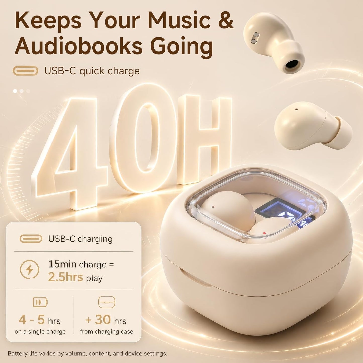 Discreet Invisible Mini Earbuds Wireless Bluetooth Micro Hidden Sleep Tiny Small Earbuds for Sleeping Ear Buds for Small Ears Spy Earpiece Hidden Mini Invisible Headphones for Work Orange
