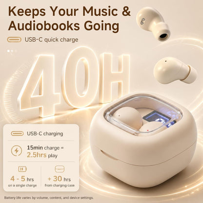 Discreet Invisible Mini Earbuds Wireless Bluetooth Micro Hidden Sleep Tiny Small Earbuds for Sleeping Ear Buds for Small Ears Spy Earpiece Hidden Mini Invisible Headphones for Work Orange