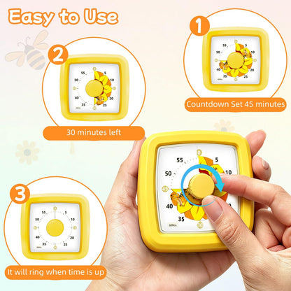 Kids Visual Timer 60 Minute – Countdown Clock for Homework, Kitchen Timer for Cooking, Silent Mini Timer with Cute Mermaid Shell Pattern, Gift Timers for Kids Focus & Daily Routines, Purple