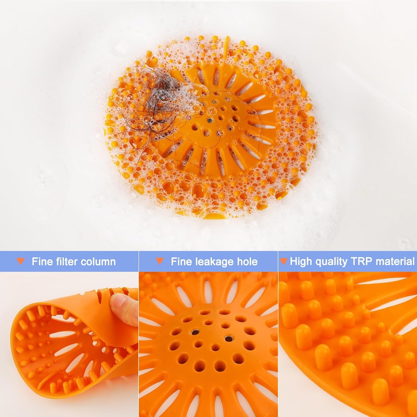Gotega 5 Pack Sink Drain Strainer, Hair Catcher for Bathroom Tub Shower | Sink Hair Catcher Shower Drain Durable Silicone Hair Stopper Shower Drain Cover Hair Trap, Bathroom Sink Replacement