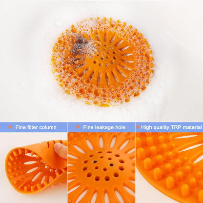 Gotega 5 Pack Sink Drain Strainer, Hair Catcher for Bathroom Tub Shower | Sink Hair Catcher Shower Drain Durable Silicone Hair Stopper Shower Drain Cover Hair Trap, Bathroom Sink Replacement