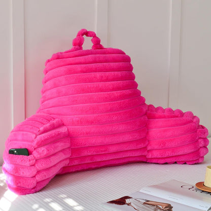 Large Reading Pillow for Adults, Back Support Pillow for Sitting Up in Bed with Arms, Couch for Lounging Bedrest, Pink