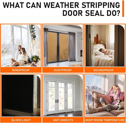 Black Rubber Weather Stripping Door Seal Strip, D Shape Door Weather Seal Strip, Self-Adhesive Soundproofing Frame Insulation Tape for Doors Frame/Window Seal,Blocks Cold Drafts Noise