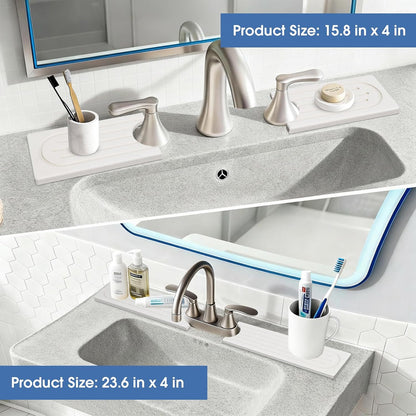 24 Inch Kitchen Sink Splash Guard, Sink Splash Guard Behind Faucet, Silicone Faucet Handle Drip Catcher Tray Mat for Kitchen, Bathroom Counter, Dark Gray, 23.6" x 4"