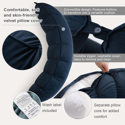 Peallow(Pat. Pend) – Long Round Body Pillow for Adults, Bolster Pillow for Sleeping, Soft and Supportive Pillow for Sleeping & Lumbar Support (Green-White, 29.5")