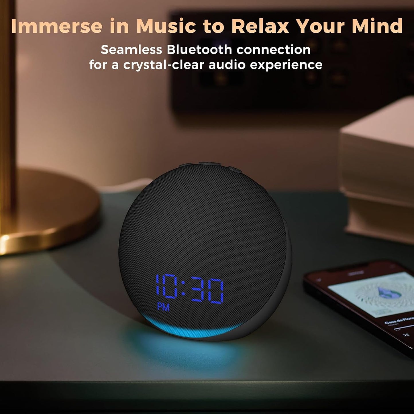 Sound Machine Alarm Clock for Bedroom: 25 Natural Sleep Sounds | White Noise Machine for Adults Kids Baby - Gentle Wake Up Alarm with Bluetooth Speaker - Putty