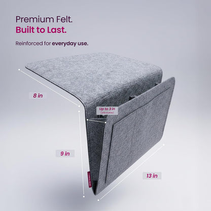 IWS Bedside Storage Caddy, Non-Slip Hanging Organizer with Easy Access Pocket for Phone, Tablet & Remote, Fits Queen & King Beds, Gray
