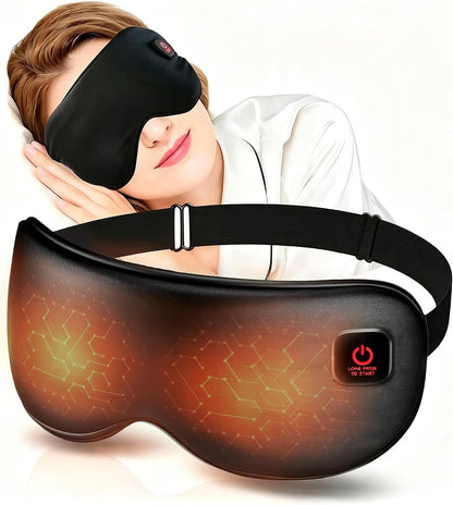 Silk Cordless Heated Eye Mask for Dry Eyes, Light Blocking Warm Eye Compress, Improved Sleep, with 3 Heat Settings, Washable Heating Pad for Migraine, Travel, Rechargeable, Men Women