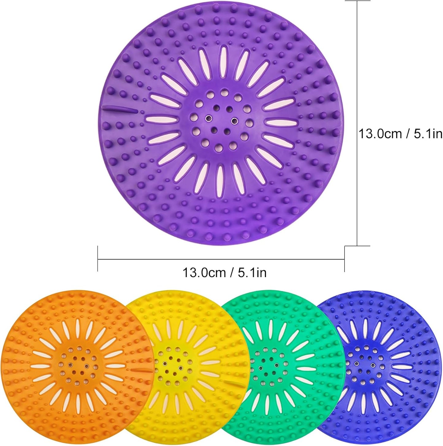 Gotega 5 Pack Sink Drain Strainer, Hair Catcher for Bathroom Tub Shower | Sink Hair Catcher Shower Drain Durable Silicone Hair Stopper Shower Drain Cover Hair Trap, Bathroom Sink Replacement