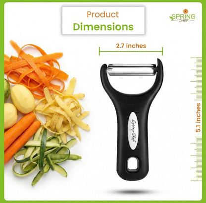 Spring Chef 3pcs Vegetable Peelers for Kitchen, Swivel, Y & Julienne Peeler | Premium Stainless Steel Potato Peelers with Soft Grip Handles, Ultra Sharp Blades for Fruits, Veggies, Apples, Carrots