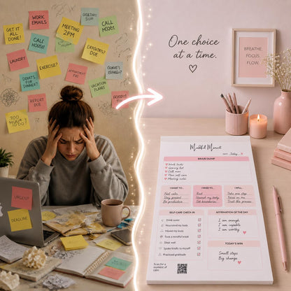 ADHD Daily Planner Notepad for Women – Brain Dump Pad, Mood Tracker & Self-Care Journal | Undated Productivity Planner for Neurodivergent Adults | 50 Tear-Off Sheets | Anxiety Relief