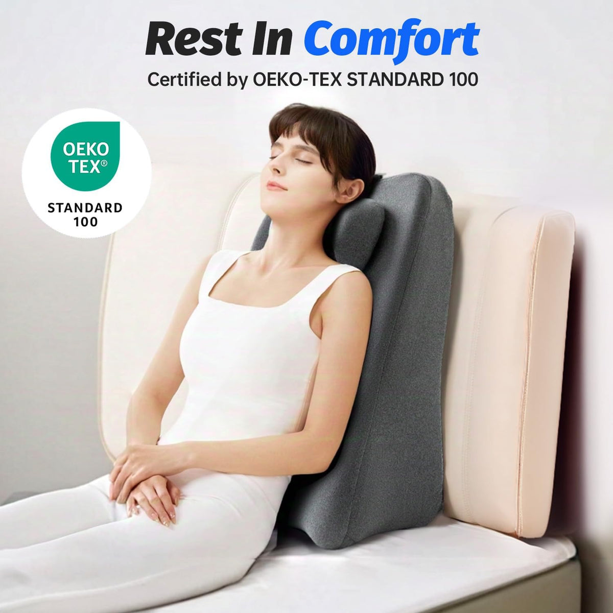 Memory Foam 27 Degree Wedge Pillow, Reading Sofa Back Support Lumbar Pillow for Couch & Bed, for Couples, for Sitting Up in Bed, Acid Reflux & Back Discomfort Relief, Removable Washable Cover, Gray