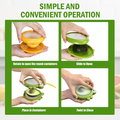Set of 4 Fresh Food Containers, Fresh Pod, Reusable Silicone Storage Pods for Avocado, Onions, Tomatoes, Garlic – Anti-Oxidation for Fridge, Send Goods from Local Warehouse