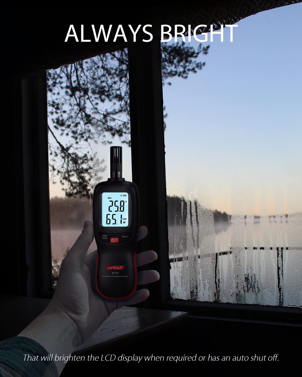 Humidity and Temperature Meter, Digital Hygrometer Handheld | Measure Dew Point, Wet Bulb, Ambient Temp, Humidity Thermometer Gauge, Psychrometer for Home, Room, Indoor, Outdoor HVAC